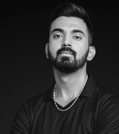 Photo of KL Rahul in black and white