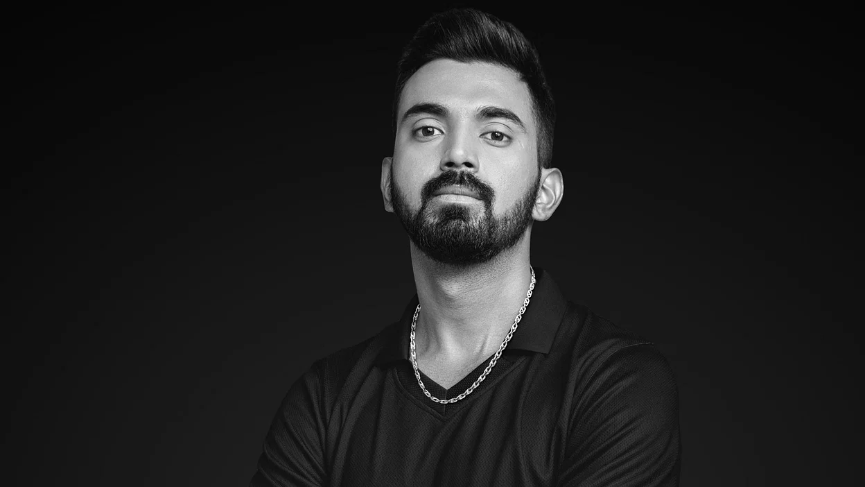 Photo of KL Rahul in black and white